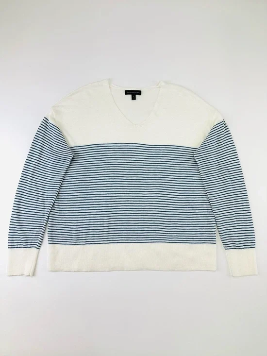 Banana Republic Linen Blend Striped Sweater Medium Nautical Coastal Style Womens - Picture 1 of 8